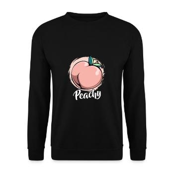 Peachy Pfirsich Summer Sunshine Obst Frucht - Unisex Pullover - Schwarz - Vorne - Alina (178cm) & Michal (187cm)