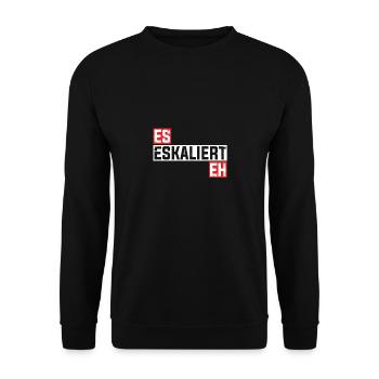 Es Eskaliert Eh - Party Saufen Gruppen Design - Unisex Pullover - Schwarz - Vorne - Alina (178cm) & Michal (187cm)