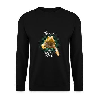 Ceci est mon visage heureux Funny Bearded Dragon Reptilli - Sweat-shirt Unisexe - noir - Devant - Alina (178cm) & Michal (187cm)