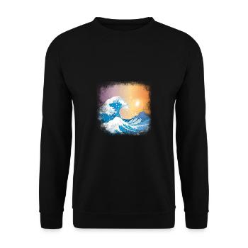Great Wave Of Kanagawa Japan Japanische Welle - Unisex Pullover - Schwarz - Vorne - Alina (178cm) & Michal (187cm)