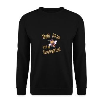 Ich bin jetzt im Kindergarten lustige Biene - Unisex Pullover - Schwarz - Vorne - Alina (178cm) & Michal (187cm)