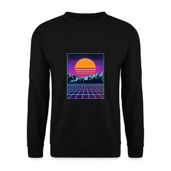 Rétro style des années 80 Vaporwave esthétique Outrun - Sweat-shirt Unisexe - noir - Devant - Alina (178cm) & Michal (187cm)