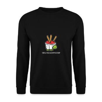 Schildkröte mit Ketchup Lustige Person Geschenk - Unisex Pullover - Schwarz - Vorne - Alina (178cm) & Michal (187cm)