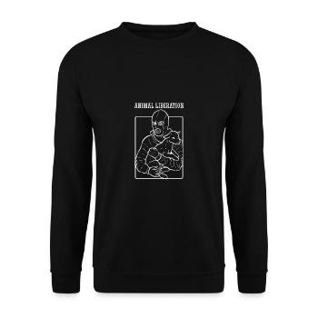 Tierbefreiung Tier-Aktivist Geschenk - Unisex Pullover - Schwarz - Vorne - Alina (178cm) & Michal (187cm)