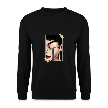 Aesthetic Girl Soft Girl Synthwave Vaporwave Egirl - Unisex Sweatshirt - black - Front - Alina (178cm) & Michal (187cm)