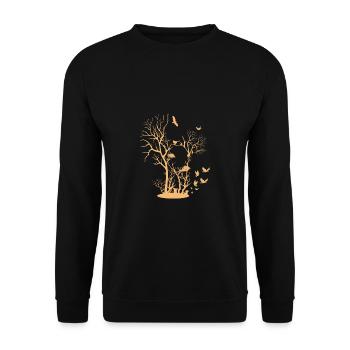 Cadeau d'amant de nature de forêt de cerf d'oiseau - Sweat-shirt Unisexe - noir - Devant - Alina (178cm) & Michal (187cm)