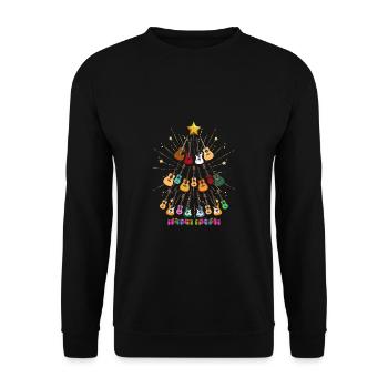 Gitarre Weihnachtsbaum Weihnachtsgeschenk Gitarris - Unisex Pullover - Schwarz - Vorne - Alina (178cm) & Michal (187cm)