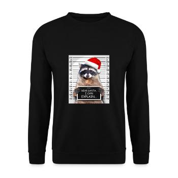 Dear Santa I Can Explain Funny Christmas Raccoon - Unisex Pullover - Schwarz - Vorne - Alina (178cm) & Michal (187cm)