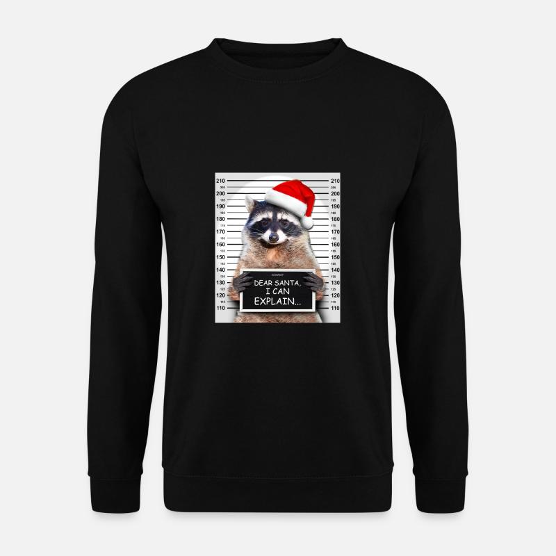 Dear Santa I Can Explain Funny Christmas Raccoon - Unisex Pullover - Schwarz