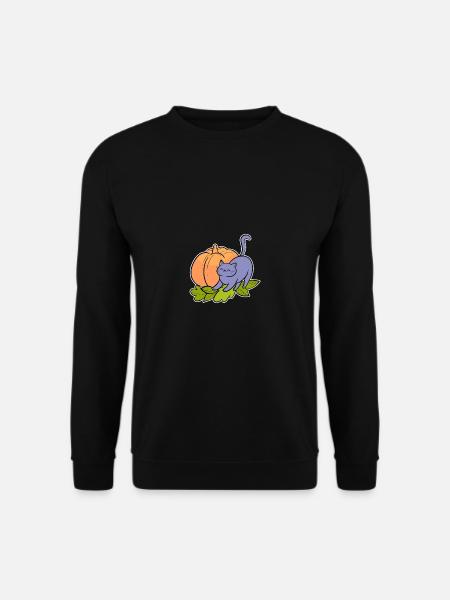 Katzen-Kürbis Halloween Katzen-Inhaber Geschenk - Unisex Pullover - Schwarz