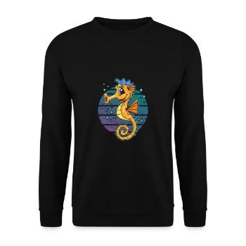 Hippocampe nageur cadeau badge de natation - Sweat-shirt Unisexe - noir - Devant - Alina (178cm) & Michal (187cm)