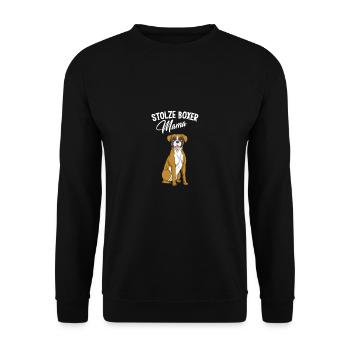 Stolze Boxer Mama Hund Hunderasse - Unisex Pullover - Schwarz - Vorne - Alina (178cm) & Michal (187cm)
