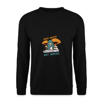Drop Beats not Bombs DJ Turntable Music - Unisex Sweatshirt - black - Front - Alina (178cm) & Michal (187cm)