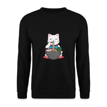 Japon Ramen Noodle Miso Cat Sushi - Sweat-shirt Unisexe - noir - Devant - Alina (178cm) & Michal (187cm)