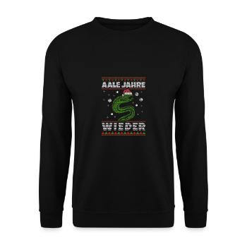 Weihnachten Angeln Angler Fischen Ugly Xmas - Unisex Pullover - Schwarz - Vorne - Alina (178cm) & Michal (187cm)