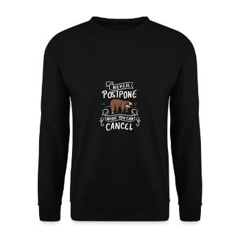 jamais postpone Des travailleurs assidus cadeau - Sweat-shirt Unisexe - noir - Devant - Alina (178cm) & Michal (187cm)