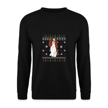 Cavalier King Charles Spaniel Christmas Sweater - Unisex Sweatshirt - black - Front - Alina (178cm) & Michal (187cm)