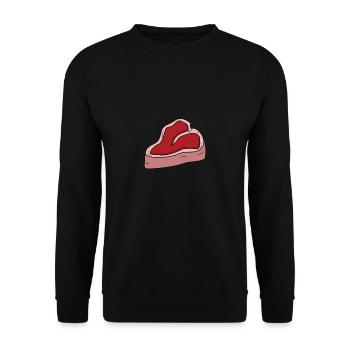 Steak Lustig Zeig wie Steaks Richtig Gegrillt - Unisex Pullover - Schwarz - Vorne - Alina (178cm) & Michal (187cm)