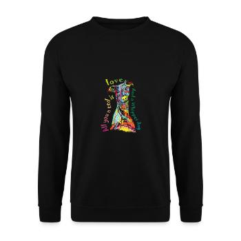 Greyhound Dog Gift Mom Dad Colorful Love Whippet - Unisex Sweatshirt - black - Front - Alina (178cm) & Michal (187cm)