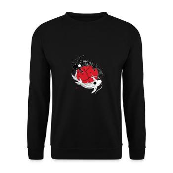 Poisson koi ying yang pour papa ou maman - Sweat-shirt Unisexe - noir - Devant - Alina (178cm) & Michal (187cm)