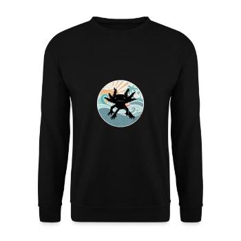 Axolotl Retro Strand Design Lustig - Unisex Pullover - Schwarz - Vorne - Alina (178cm) & Michal (187cm)