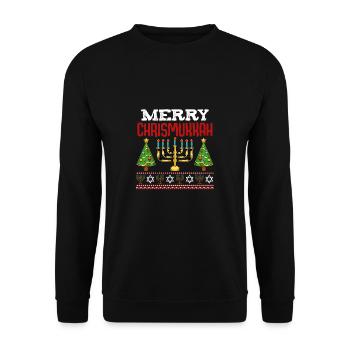 Joyeux Chrismukkah Hanukkah Hanoucca Hébreu Jüdi - Sweat-shirt Unisexe - noir - Devant - Alina (178cm) & Michal (187cm)