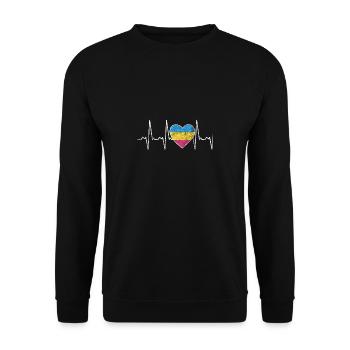 Pansexual Nonbinary LGBTQ Color Flag Unterstützung - Unisex Pullover - Schwarz - Vorne - Alina (178cm) & Michal (187cm)