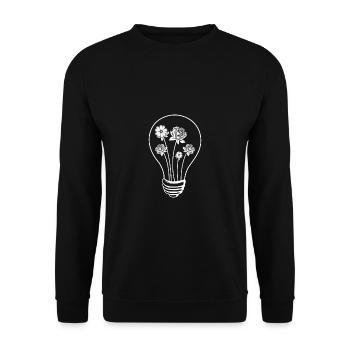 Blumen-Glühbirne Naturliebhaber Geschenk - Unisex Pullover - Schwarz - Vorne - Alina (178cm) & Michal (187cm)