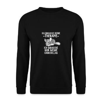 Chinchilla Ich brauch keine Therapie - Unisex Pullover - Schwarz - Vorne - Alina (178cm) & Michal (187cm)