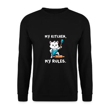 Cat My Kitchen My Rules Bake Gift - Unisex Sweatshirt - black - Front - Alina (178cm) & Michal (187cm)