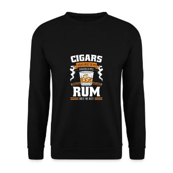 Rum Alkohol Trinken Zigarre Rauchen Genießen - Unisex Pullover - Schwarz - Vorne - Alina (178cm) & Michal (187cm)