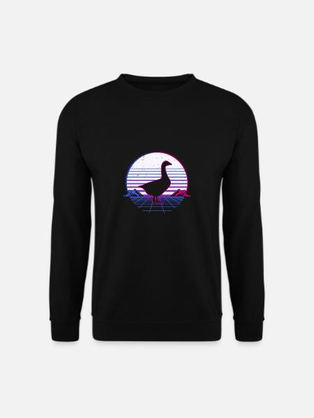 Retro Vintage Retrowave Goose Goose Bird - Unisex Sweatshirt - black