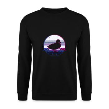 Retro Vintage Retrowave Duck Animal - Unisex Sweatshirt - black - Front - Alina (178cm) & Michal (187cm)
