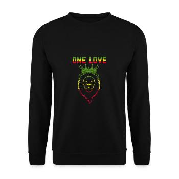 One Love Reggae Musicien Lion Crown - Sweat-shirt Unisexe - noir - Devant - Alina (178cm) & Michal (187cm)