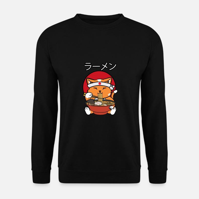 Katze Ramen Nudeln Japan Anime Manga Lebensmittel - Unisex Pullover - Schwarz