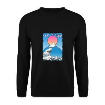 Fujiyama Berg Japan Manga Lotus - Unisex Pullover - Schwarz - Vorne - Alina (178cm) & Michal (187cm)