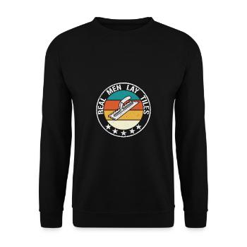 Echte Männer legen Fliesen Fliesenleger Tshirt - Unisex Pullover - Schwarz - Vorne - Alina (178cm) & Michal (187cm)
