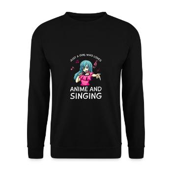 Anime Manga Kawaii Filles Chantant de la musique - Sweat-shirt Unisexe - noir - Devant - Alina (178cm) & Michal (187cm)