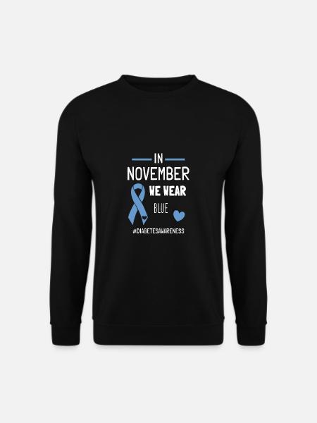 Im November tragen wir blauen Diabetiker Typ 1 Diabetes - Unisex Pullover - Schwarz