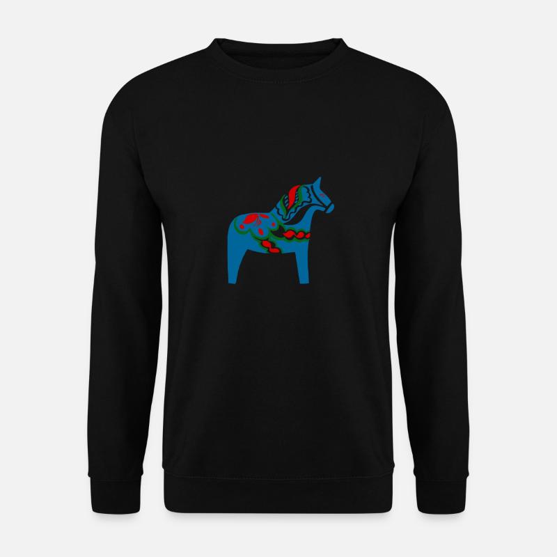Schwedisches Dala-Pferd Schweden Blaues Dalarna-Pferd Desig - Unisex Pullover - Schwarz