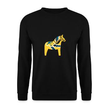 Swedish Dala Horse Sweden Yellow Dalecarlian Horse - Unisex Sweatshirt - black - Front - Alina (178cm) & Michal (187cm)