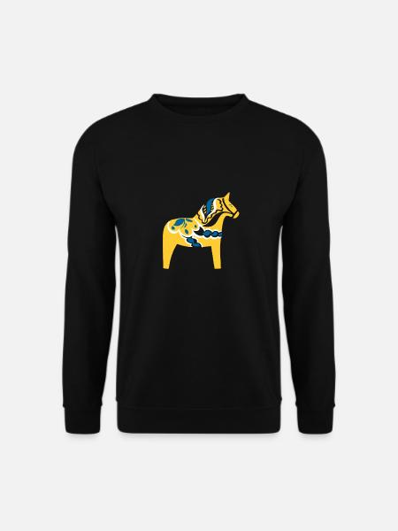 Schwedisches Dala-Pferd Schweden Gelbes Dalecarlian-Pferd - Unisex Pullover - Schwarz