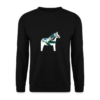 Schwedisches Dala-Pferd Schweden Weißes Dalecarlian-Pferd - Unisex Pullover - Schwarz - Vorne - Alina (178cm) & Michal (187cm)