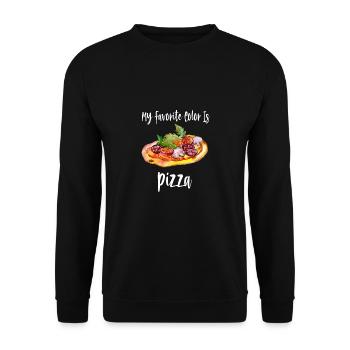 Meine Lieblingsfarbe ist Pizza - Pizzaliebhaber - Pizza - Unisex Pullover - Schwarz - Vorne - Alina (178cm) & Michal (187cm)
