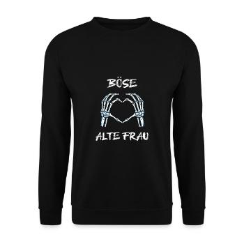 Böse Alte Frau Für Oma Großmuter Spruch Rockerin - Unisex Pullover - Schwarz - Vorne - Alina (178cm) & Michal (187cm)