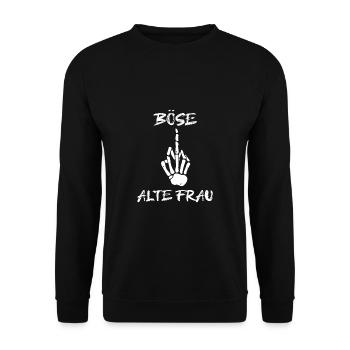 Böse Alte Frau Für Oma Großmuter Spruch Rockerin - Unisex Pullover - Schwarz - Vorne - Alina (178cm) & Michal (187cm)