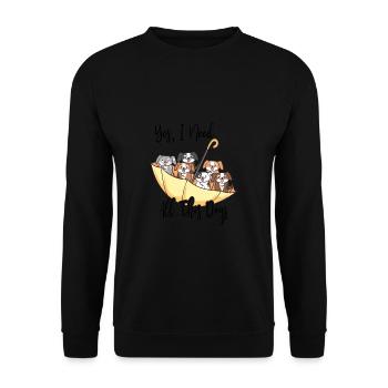 Drôle de parapluie à l’envers rempli de chiens - Anim - Sweat-shirt Unisexe - noir - Devant - Alina (178cm) & Michal (187cm)