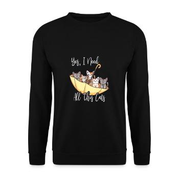 Lustiger umgedrehter Regenschirm gefüllt mit Katzen - Anim - Unisex Pullover - Schwarz - Vorne - Alina (178cm) & Michal (187cm)