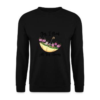 Parapluie à l’envers rempli de fleurs jardinage - Sweat-shirt Unisexe - noir - Devant - Alina (178cm) & Michal (187cm)