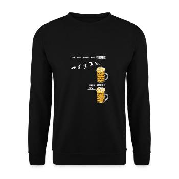 Lustige Biersprüche für Biertrinker - Bierliebhaber - Unisex Pullover - Schwarz - Vorne - Alina (178cm) & Michal (187cm)